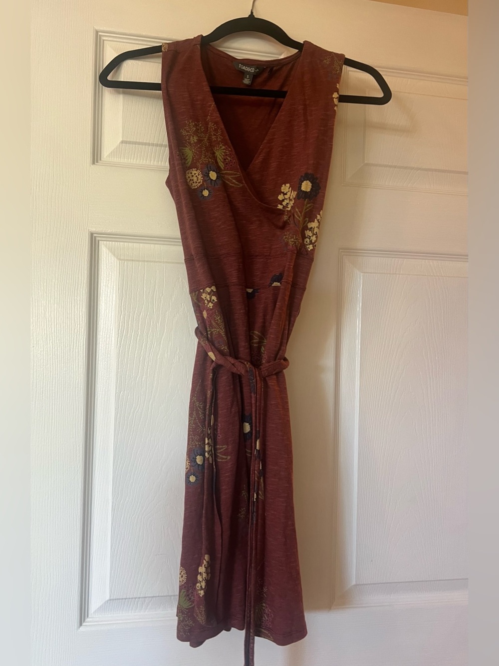 Toad&Co Burgundy Floral Wrap Dress with Tie (Like New)